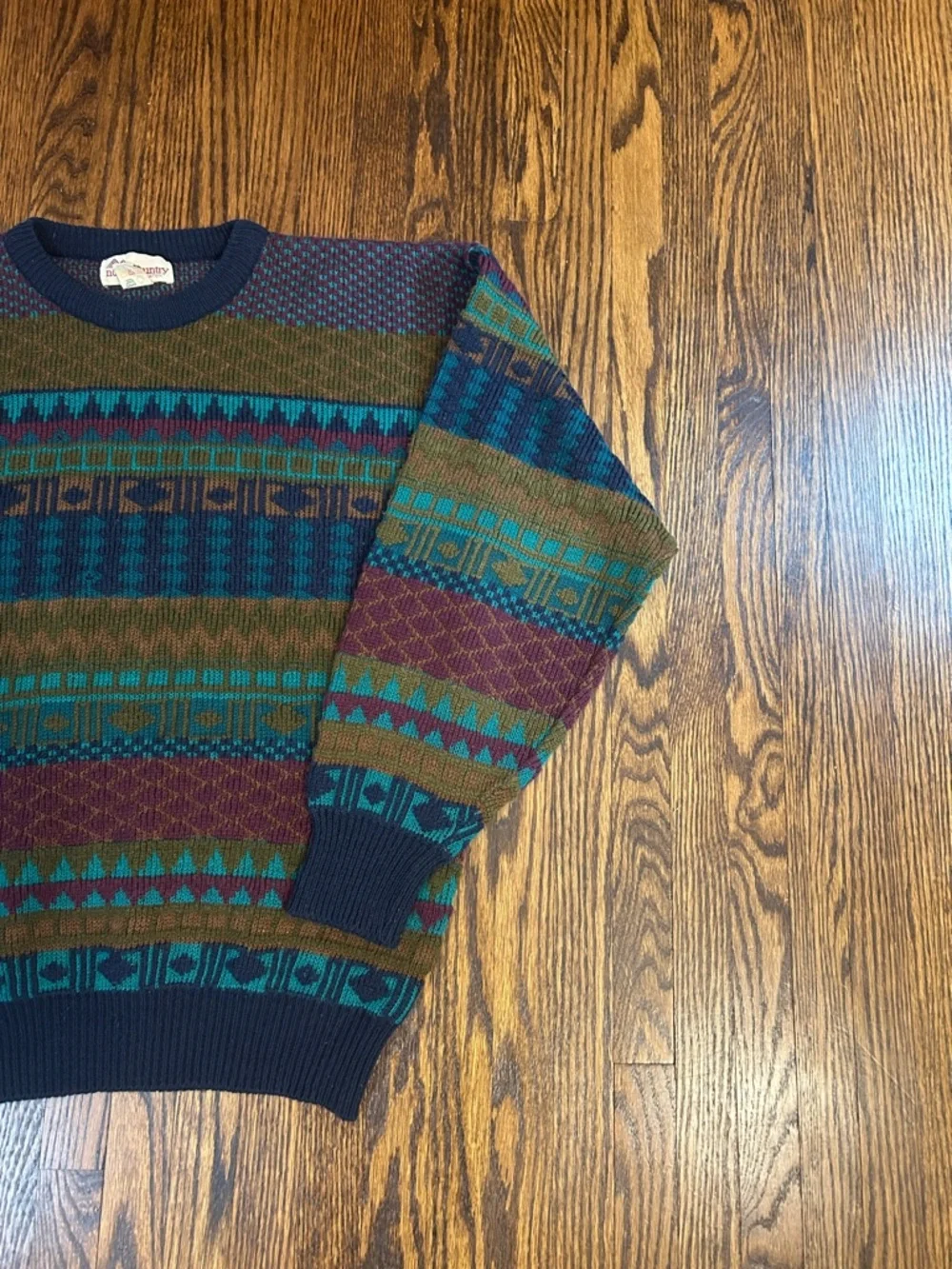 Vintage 90s Vibrant Wool Blend Knit Sweater - Picture 4 of 10